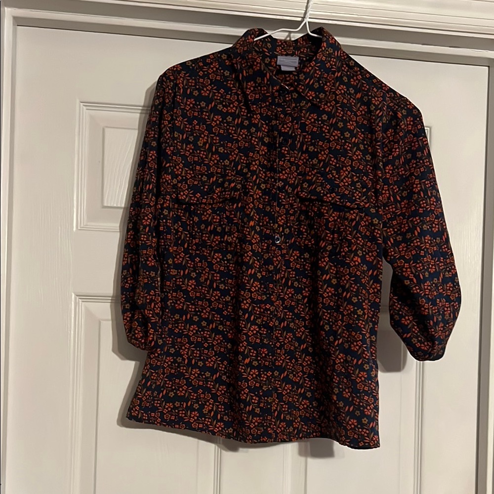 Laura Scott Floral Blouse - Black and Red